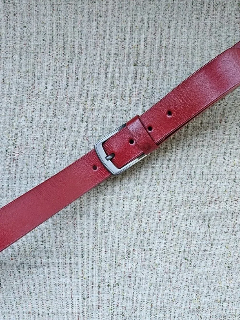 Handmade Belt Genuine Leather Red Unisex Waistband Pin Buckle Size 38 in NEW